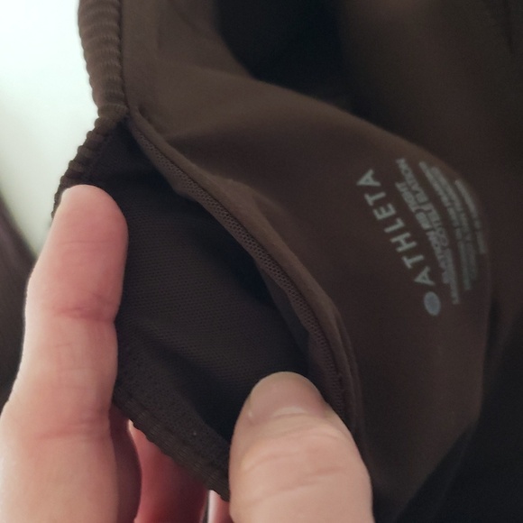 Athleta Elation Ribbed Tight Legging Women Large Chocolate Brown Active Yoga Gym - Picture 12 of 13